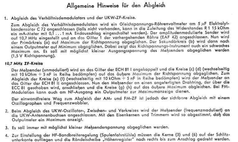 Abgleichhinweise